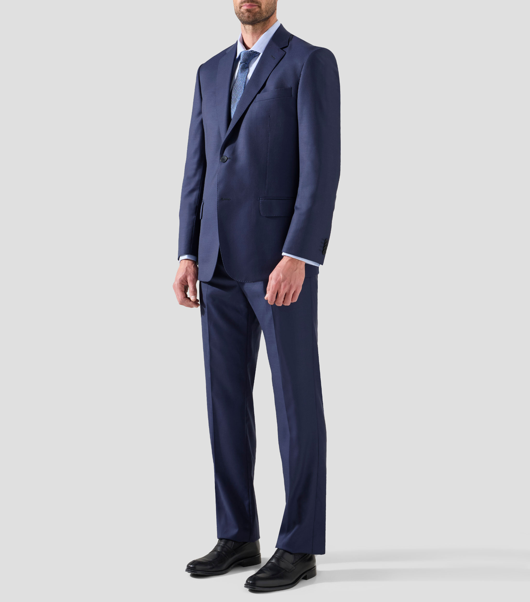 Traje de lana corte regular diseño sólido Hombre